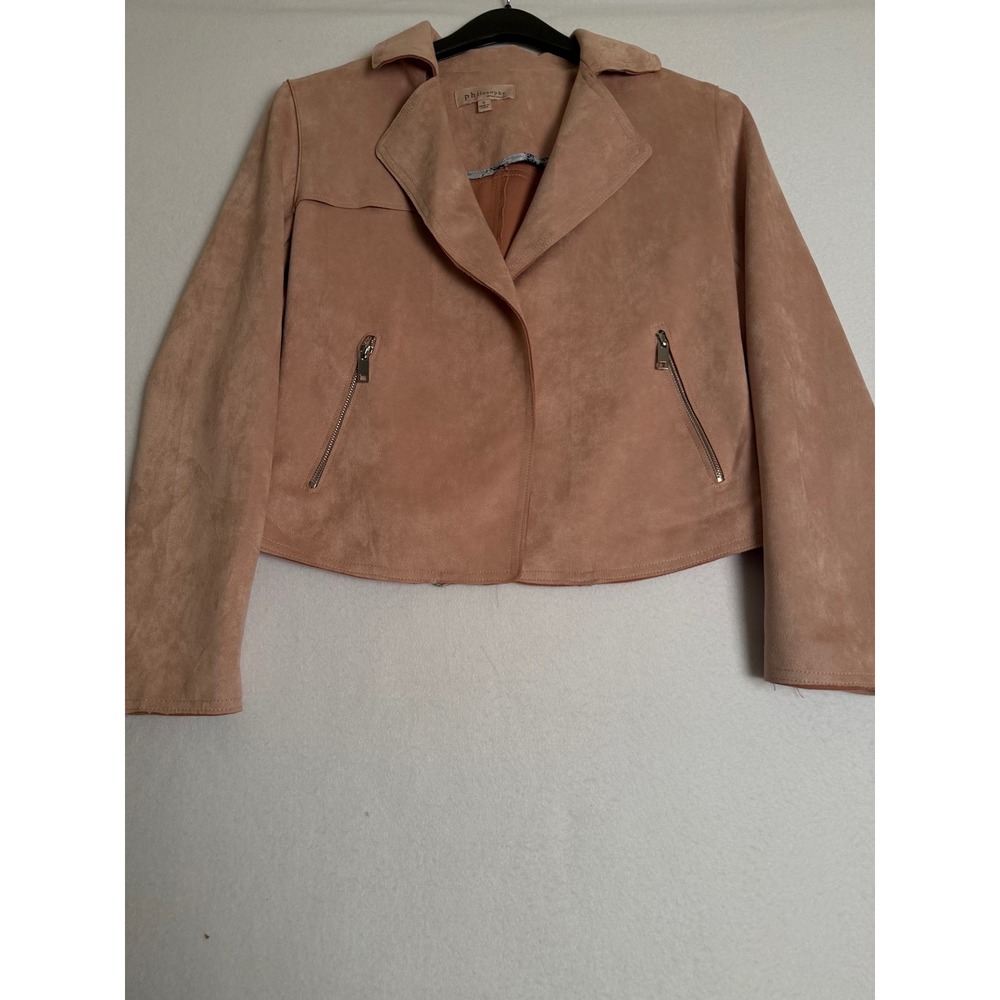 Philosophy Republic Clothing Faux Suede Moto Jacket Blush Pink Small